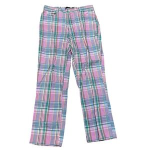 VTG Ralph Lauren Polo Golf Women's 4 Preppy Plaid Pants Pink Green Madras Cotton